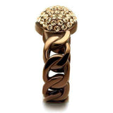 TK2965 - IP Coffee light Stainless Steel Ring with Top Grade Crystal in Light Peach - Alamode - Flyclothing LLC