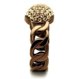 TK2965 - IP Coffee light Stainless Steel Ring with Top Grade Crystal  in Light Peach - Alamode