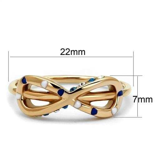TK2966 - IP Rose Gold(Ion Plating) Stainless Steel Ring with Top Grade Crystal in Sapphire - Alamode - Flyclothing LLC