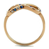 TK2966 - IP Rose Gold(Ion Plating) Stainless Steel Ring with Top Grade Crystal  in Sapphire - Alamode