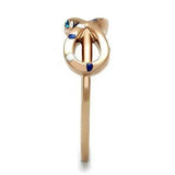 TK2966 - IP Rose Gold(Ion Plating) Stainless Steel Ring with Top Grade Crystal in Sapphire - Alamode - Flyclothing LLC