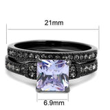 TK2970 - IP Light Black  (IP Gun) Stainless Steel Ring with AAA Grade CZ  in Light Amethyst - Alamode