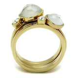TK2975 - IP Gold(Ion Plating) Stainless Steel Ring with Synthetic Synthetic Glass in White - Alamode