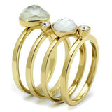 TK2975 - IP Gold(Ion Plating) Stainless Steel Ring with Synthetic Synthetic Glass in White - Alamode - Flyclothing LLC