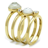 TK2975 - IP Gold(Ion Plating) Stainless Steel Ring with Synthetic Synthetic Glass in White - Alamode