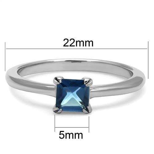 TK2979 - High polished (no plating) Stainless Steel Ring with Synthetic Synthetic Glass in Montana - Alamode - Flyclothing LLC