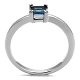 TK2979 - High polished (no plating) Stainless Steel Ring with Synthetic Synthetic Glass in Montana - Alamode