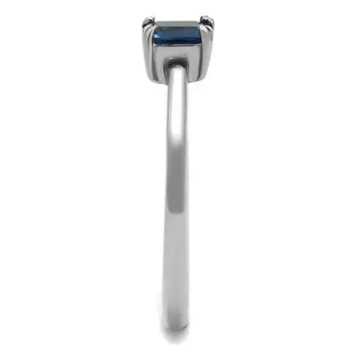 TK2979 - High polished (no plating) Stainless Steel Ring with Synthetic Synthetic Glass in Montana - Alamode - Flyclothing LLC