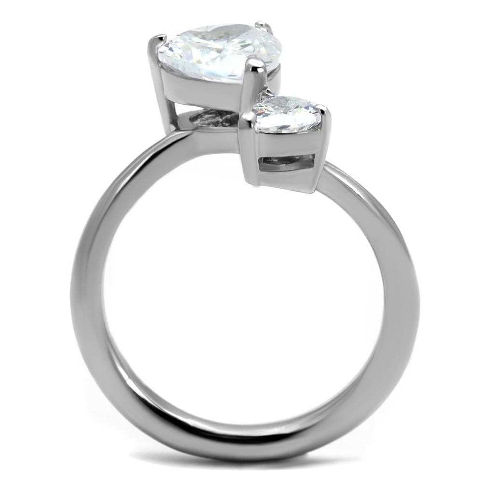 TK2981 - High polished (no plating) Stainless Steel Ring with AAA Grade CZ in Clear - Alamode - Flyclothing LLC