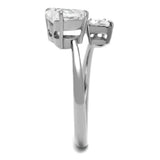 TK2981 - High polished (no plating) Stainless Steel Ring with AAA Grade CZ in Clear - Alamode - Flyclothing LLC