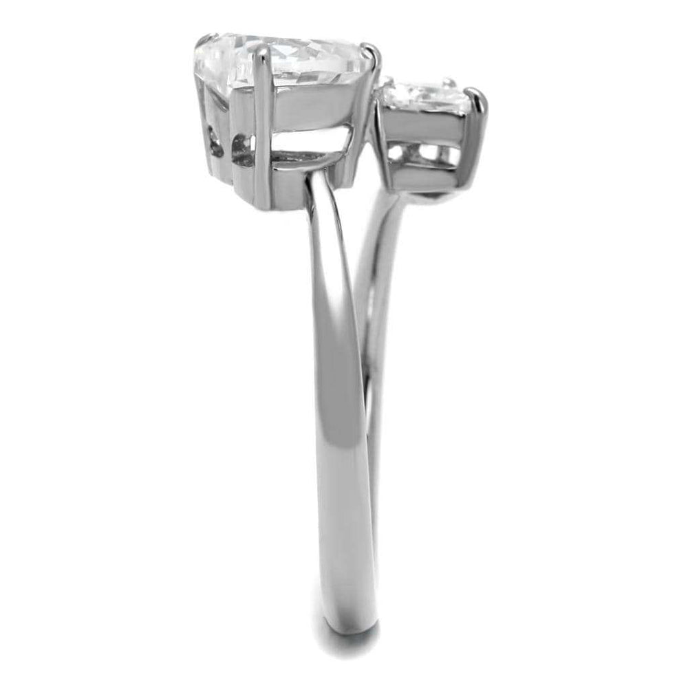 TK2981 - High polished (no plating) Stainless Steel Ring with AAA Grade CZ in Clear - Alamode - Flyclothing LLC