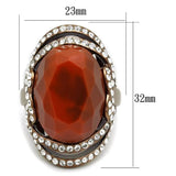 TK2984 - IP Coffee light Stainless Steel Ring with Synthetic Synthetic Stone in Orange - Alamode - Flyclothing LLC