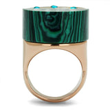 TK2986 - IP Rose Gold(Ion Plating) Stainless Steel Ring with Synthetic MALACHITE in Emerald - Alamode
