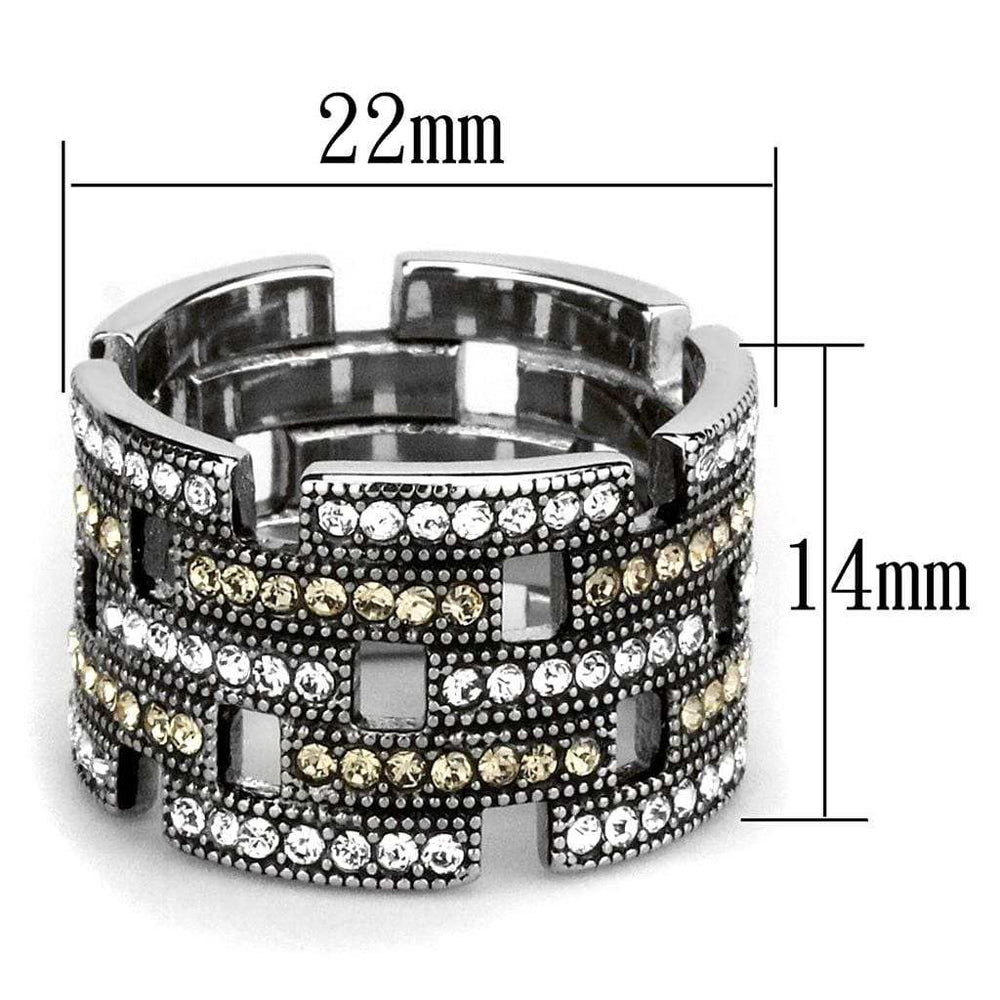 TK2987 - High polished (no plating) Stainless Steel Ring with Top Grade Crystal in Multi Color - Alamode - Flyclothing LLC