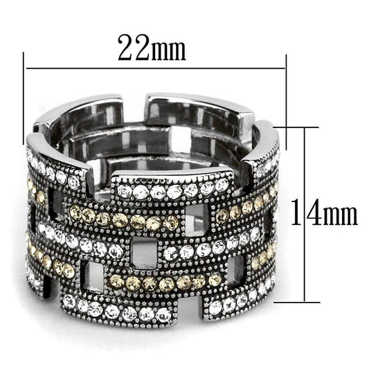 TK2987 - High polished (no plating) Stainless Steel Ring with Top Grade Crystal in Multi Color - Alamode - Flyclothing LLC