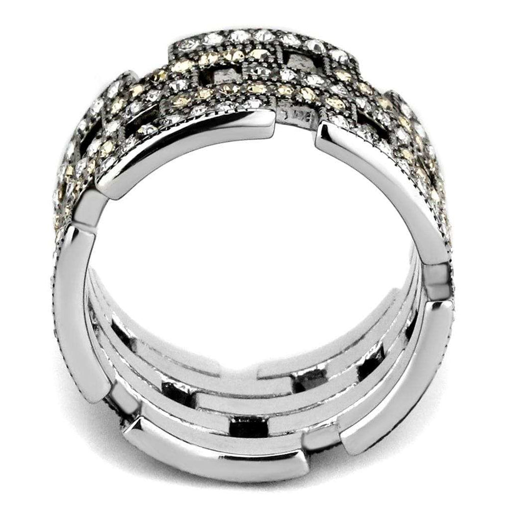 TK2987 - High polished (no plating) Stainless Steel Ring with Top Grade Crystal in Multi Color - Alamode - Flyclothing LLC