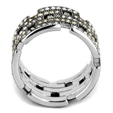 TK2987 - High polished (no plating) Stainless Steel Ring with Top Grade Crystal  in Multi Color - Alamode