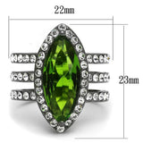 TK2989 - IP Light Black (IP Gun) Stainless Steel Ring with Synthetic Synthetic Glass in Peridot - Alamode - Flyclothing LLC