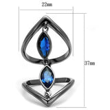 TK2990 - IP Light Black (IP Gun) Stainless Steel Ring with Synthetic Spinel in London Blue - Alamode - Flyclothing LLC