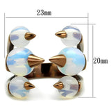 TK2992 - IP Coffee light Stainless Steel Ring with Synthetic Synthetic Glass in White - Alamode - Flyclothing LLC