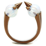 TK2992 - IP Coffee light Stainless Steel Ring with Synthetic Synthetic Glass in White - Alamode - Flyclothing LLC