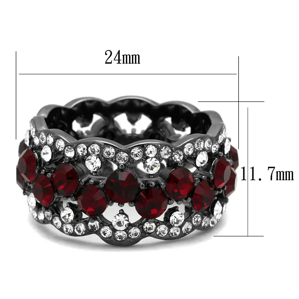 TK2993 - IP Light Black (IP Gun) Stainless Steel Ring with Top Grade Crystal in Siam - Alamode - Flyclothing LLC