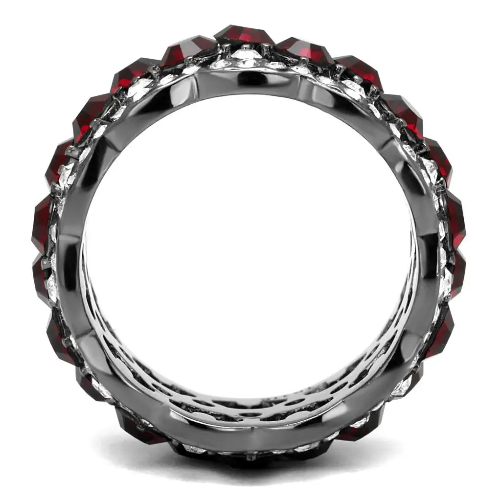 TK2993 - IP Light Black (IP Gun) Stainless Steel Ring with Top Grade Crystal in Siam - Alamode - Flyclothing LLC