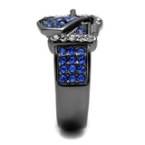 TK2995 - IP Light Black  (IP Gun) Stainless Steel Ring with Top Grade Crystal  in Multi Color - Alamode