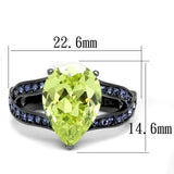 TK2997 - IP Light Black (IP Gun) Stainless Steel Ring with AAA Grade CZ in Apple Green color - Alamode - Flyclothing LLC