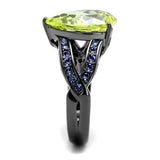 TK2997 - IP Light Black  (IP Gun) Stainless Steel Ring with AAA Grade CZ  in Apple Green color - Alamode