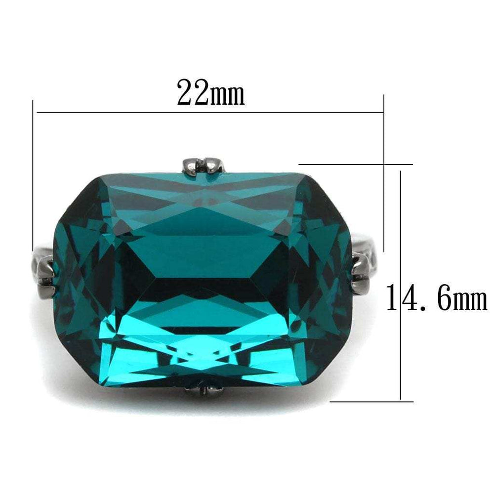 TK2998 - IP Light Black (IP Gun) Stainless Steel Ring with Top Grade Crystal in Blue Zircon - Alamode - Flyclothing LLC