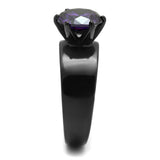 TK2999 - IP Black(Ion Plating) Stainless Steel Ring with AAA Grade CZ  in Amethyst