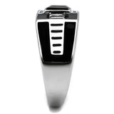 TK3002 - High polished (no plating) Stainless Steel Ring with AAA Grade CZ in Black Diamond - Alamode - Flyclothing LLC