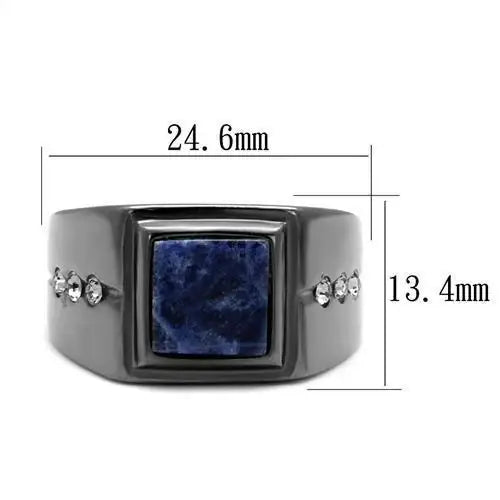 TK3006 - IP Light Black (IP Gun) Stainless Steel Ring with Blue Sand in Montana - Alamode - Flyclothing LLC