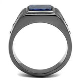 TK3006 - IP Light Black (IP Gun) Stainless Steel Ring with Blue Sand in Montana - Alamode - Flyclothing LLC