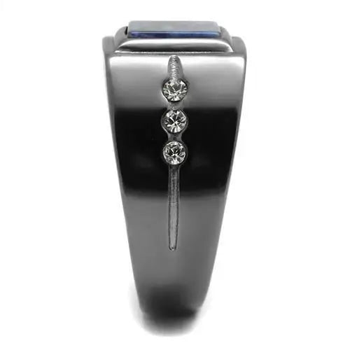 TK3006 - IP Light Black (IP Gun) Stainless Steel Ring with Blue Sand in Montana - Alamode - Flyclothing LLC