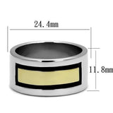 TK3008 - Two-Tone IP Gold (Ion Plating) Stainless Steel Ring with Epoxy  in Jet - Alamode