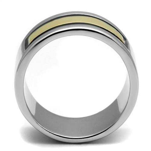 TK3008 - Two-Tone IP Gold (Ion Plating) Stainless Steel Ring with Epoxy in Jet - Alamode - Flyclothing LLC