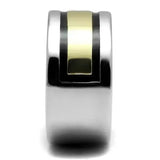 TK3008 - Two-Tone IP Gold (Ion Plating) Stainless Steel Ring with Epoxy in Jet - Alamode - Flyclothing LLC