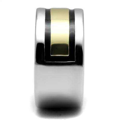 TK3008 - Two-Tone IP Gold (Ion Plating) Stainless Steel Ring with Epoxy in Jet - Alamode - Flyclothing LLC