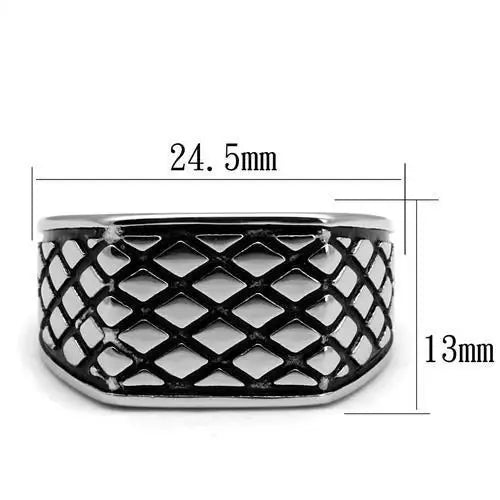 TK3009 - High polished (no plating) Stainless Steel Ring with Epoxy in Jet - Alamode - Flyclothing LLC