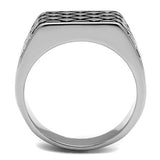 TK3009 - High polished (no plating) Stainless Steel Ring with Epoxy  in Jet - Alamode