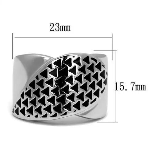 TK3010 - High polished (no plating) Stainless Steel Ring with Epoxy in Jet - Alamode - Flyclothing LLC