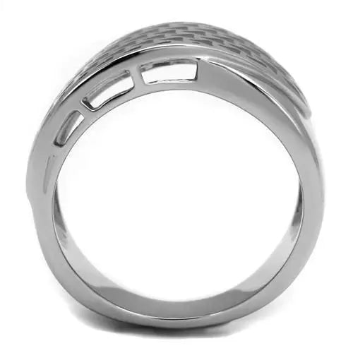 TK3010 - High polished (no plating) Stainless Steel Ring with Epoxy in Jet - Alamode - Flyclothing LLC
