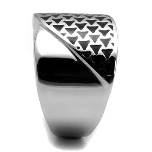 TK3010 - High polished (no plating) Stainless Steel Ring with Epoxy in Jet - Alamode - Flyclothing LLC