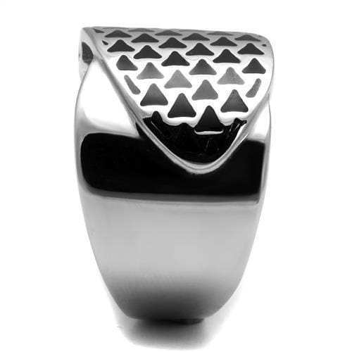 TK3010 - High polished (no plating) Stainless Steel Ring with Epoxy in Jet - Alamode - Flyclothing LLC
