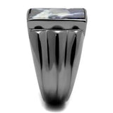 TK3012 - IP Light Black (IP Gun) Stainless Steel Ring with Semi-Precious Sodalite in Capri Blue - Alamode - Flyclothing LLC