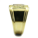 TK3013 - IP Gold(Ion Plating) Stainless Steel Ring with Semi-Precious Oligoclase in Smoked Quartz - Alamode - Flyclothing LLC