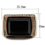 TK3014 - IP Coffee light Stainless Steel Ring with Synthetic Onyx in Jet - Alamode - Flyclothing LLC