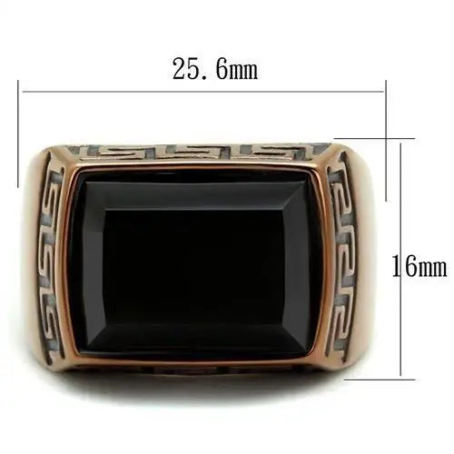 TK3014 - IP Coffee light Stainless Steel Ring with Synthetic Onyx in Jet - Alamode - Flyclothing LLC